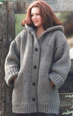 "Chunky Womens Ladies Long Hooded Jacket Coat Pockets ~  40\" - 50\" ~ Chunky Bulky 12 Ply Wool Knitting Pattern PDF download Chunky Hooded Jacket.  Extra large hood, side slit pockets, dropped shoulder with straight sleeve-knit in Stockinette for body of sweater and ribbing for cuffs and hem. SKILL LEVEL:  Intermediate (Level 3) Note: Pattern is written for smallest size with changes for larger sizes in parentheses. When only one number is given, it applies to all sizes. To follow pattern more easily, circle all numbers pertaining to your size before beginning. SIZE: Medium, Large, 2X Finished Bust 46 (56, 66) in. 117 (142, 167.5) cm Finished Length 30½ (31½, 33) in. 77.5 (80, 84) cm Chunky Yarn:  1680g (1960g,2240g) Knitting Needles - 6.5 mm Knitting Needles - 5.5 mm for ribbing Crochet