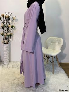 Katykey - Stylish Layered Loose Abayas - Sophisticated Long Sleeve Maxi Dress for Women Elegant Long Sleeve Solid Color Kaftan, Elegant Long Purple Abaya, Elegant Purple Maxi-length Abaya, Elegant Long Purple Kimono, Elegant Purple Long Sleeve Kaftan, Maxi Dress For Women, Elegant Fabric, Long Sleeve Maxi, Style Elegant