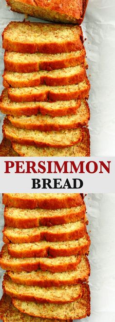 this is an image of some breads stacked on top of each other with the words persimmon bread