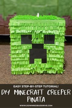 an easy step - by - step minecraft creeper pinata made out of green paper