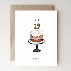 a birthday card with the number twenty two candles on top of a cake, which reads 22 again