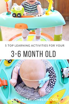 a baby sitting in a high chair with the words, top learning activities for your 3 - 6 month old