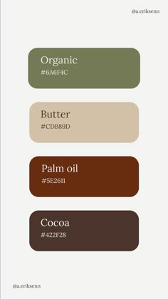 the different colors of chocolate, cocoa and butter are shown in this info sheet for each product