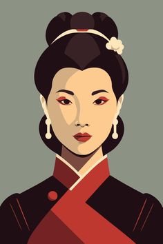 Chinese Woman, Woman Vector, Native American Paintings, Japanese Geisha, Japanese Women, Vector Art, Native American