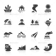 black and white icons set - miscellaneous symbols