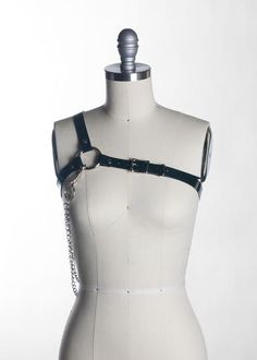 Chronos Chained Chest Harness Industrial Goth, Harness Outfit, Harness Fashion, Chest Harness, Goth Corset, Winter Collars, Cyberpunk Fashion, Gothic Corset, Black Pvc