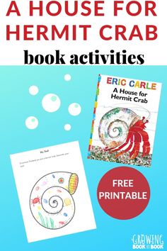 a book with an image of a house for hermi crab and a free printable