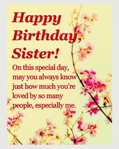 happy birthday sister on this special day, may you always know just how much you're loved by so many people, especially me