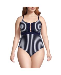 in stock How To Buy Land, Deep Sea, Lands End, One Piece Swimsuit, Buy Online, Lace Up, One Piece, Plus Size, Media