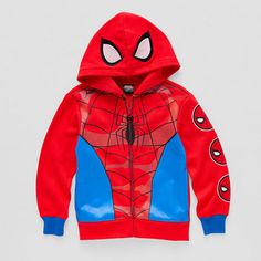 He'll feel like a superhero when he wears this cool Spiderman zipper hoodie for little and big boys from Disney Collection. It's made from a soft fleece cotton-blend to keep him cozy while he plays and features a regular-fit and long sleeves. Pair it with his favorite jeans and sneakers. Features: AppliqueCharacter: SpidermanClosure Type: ZipperFit: Regular FitNeckline: Hooded NeckSleeve Length: Long SleeveFiber Content: 60% Cotton, 40% PolyesterFabric Description: FleeceCare: Machine Wash, Tumb Superhero Long Sleeve Winter Hoodie, Red Cartoon Print Hoodie For Winter, Red Hoodie With Character Print For Winter, Red Hooded Hoodie With Cartoon Print, Red Winter Hoodie With Character Print, Cool Spiderman, Zipper Hoodie, Big Boys, Light Red