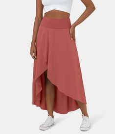 Discover Women’s Breezeful™ High Waisted High Low Ruffle 2-in-1 Flowy Quick Dry Casual Regular Maxi Skirt at Halara, Crowd-Approved Affordable Choices Made For What Moves You. Draping Skirt, Casual Maxi Skirt, Midi Skirt Casual, Flowy Maxi Skirts, Maxi Rok, Dance Skirt, Bleach Wash, Komplette Outfits, Casual Skirt