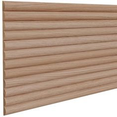 a close up view of a wooden slatted wall with the top section cut out