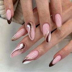 Copper Nails Designs, Unghie Sfumate, Manicure Nail Designs, Romantic Nails, Fancy Nails Designs, Pretty Nail Art Designs, Nail Art Designs Videos, Trendy Nail, Acrylic Nails Coffin Short