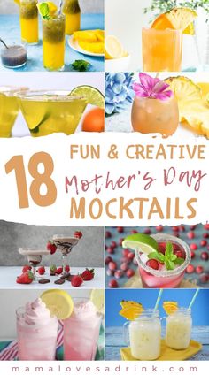 Easy-to-Make Mother's Day Mocktails Mother’s Day Drinks Non Alcoholic, Mom Alcoholic Punch, Mother’s Day Brunch Drink Ideas, Fun Mother’s Day Drinks, Virgin Brunch Drinks, Mocktails For Mother’s Day, Mom Alcoholic Drinks, Easy Mother’s Day Cocktails, Mothers Day Drinks Non Alcoholic