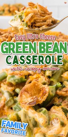 green bean casserole with creamy cheesy potatoes is an easy and delicious side dish