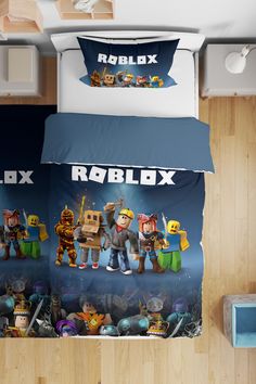 a bed room with a bunch of toys on it