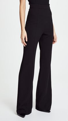 Black Halo Isabella Pants | Shopbop Elegant Fitted Pants With Flared Hem, Formal Fitted Bottoms With Flared Hem, Kobi Halperin, Pants Fabric, Black Halo, Classic Pumps, Stretch Crepe, Black Romper, Sleeveless Sweater