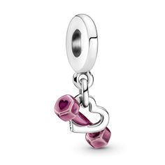 Wear your love for fitness with the Dumbbell & Heart Dangle Charm. Hand-finished in sterling silver, this charm features a dumbbell sitting inside an open heart shape. The dumbbell is covered in hand-applied pink enamel, with delicate heart details on each end. With a design inspired by fitness and strength, this charm is perfect for anyone who finds their joy in physical movement and excercise, whether that's at the gym, at home or outside. Pandora Original, Pandora Armband, Bracelet Apple Watch, Charms Pandora, Bracelet Pandora, Turtle Charm, Pandora Bracelet Charms, Matching Jewelry, Bracelet Cuir