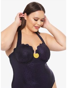 Disney The Little Mermaid Ursula Swimsuit Plus Size Ursula The Sea Witch, The Little Mermaid Ursula, The Sea Witch, Swimsuit Plus Size, Plus Size Disney, Plus Swim, Disney The Little Mermaid, Culture Clothing, Twist Front Top