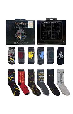 97% Polyester, 3% Spandex. | Imported 12-pair multi-pack of Harry Potter limited edition men's socks. Add a magical touch to your look with these men's Harry Potter socks. | Includes 6 pairs of crew socks and 6 pairs of low-cut socks. | Shoe Size Range: Men's 6-12. But women will love them too! | Packaged in a box ready for wrapping. | Care: Cold, Machine Wash, Non Chlorine Bleach, Tumble Dry Low | Affiliate Harry Potter Christmas Scene, Harry Potter Christmas Gifts, Harry Potter Socks, Socks Advent Calendar, Albus Severus, Gift Set For Men, Marauders Map