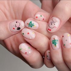 X Mas Nails, Nail Men, Snoopy Nails, Minimal Nails Art, Thanksgiving Nail Art, Nail Art Salon, Beauty Nails Design