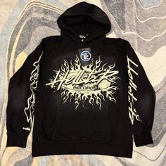 Hellstar Records Black Logo Hoodie Men’s Size Large Black Athleisure Hoodie With Logo Print, Black Hoodie With Logo Print, Black Alternative Hoodie With Graphic Print, Washed Black Long Sleeve Hoodie With Graphic Print, Black Band Merch Hoodie With Logo Print, Washed Black Long Sleeve Graphic Hoodie, Urban Black Hoodie With Logo Print, Black Hooded Sweatshirt With Logo Print, Washed Black Graphic Print Long Sleeve Hoodie