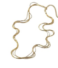 Details That layered necklace trend? This gorgeous necklace eliminates the guesswork on how to style it! 18k gold plated brass length:40+5cm Weight:6.5g Shipping & Return Free US shipping on orders over $100.Free International shipping on orders over $300. For more details click HERE. Gold Layered Snake Chain Necklace, Gold-tone Clavicle Chain Necklaces For Layering, Gold Choker Layered Necklace, Gold Layered Chain Necklace In Choker Style, Multi-strand Double Chain Necklace, Gold-tone Multi-strand Adjustable Layered Necklace, Gold-tone Multi-strand Necklaces For Layering, Gold-tone Multi-strand Necklace For Layering, Gold Layered Necklace With Delicate Chain