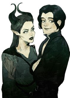 an image of two people with horns on their heads