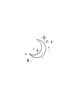 the moon and stars are drawn in black ink