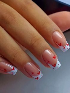 Nails With Hearts, Heart Nail Designs, Valentine Nail Art, February Nails, Valentine Nails, Heart Nail, Nail Designs Valentines, Simple Nail Art Designs, Short Acrylic Nails Designs