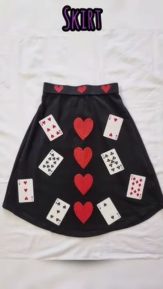 a skirt with hearts and playing cards on it