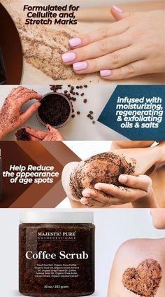 Amazon.com : MAJESTIC PURE Arabica Coffee Scrub - All Natural Exfoliating Body Scrub for Skin Care, Stretch Marks, Acne & Cellulite, Reduce the Look of Spider Veins, Eczema, Age Spots & Varicose Veins - 10 Ounces : Beauty & Personal Care Retinol Moisturizer, Natural Body Scrub, Cream Moisturizer, Firm Skin, Dead Sea Salt, Exfoliating Body Scrub, For Skin Care, Sugar Body Scrub, Sugar Body