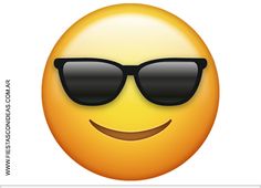 an emoticive smiley face wearing sunglasses