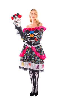 Women's Day The Dead Spanish Costume Set - Spooktacular Creations Sugar Skull Mask, Spanish Costume, Skeleton Gloves, Dead Costume, Classic Halloween Costumes, Kids Costumes Girls, Amazon Clothing, Scary Halloween Costume