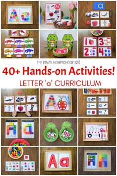 a collage of photos with the words 40 hands - on activities and pictures for letter'd's