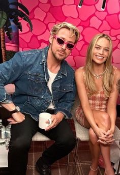 margot robbie and ryan gosling for barbie press