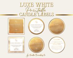 gold and white wedding labels, with the words luxury printing on each one piece of paper