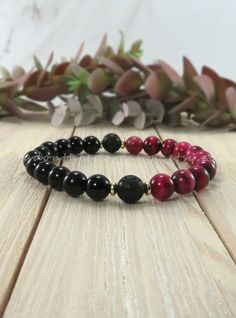 Gemstone Beaded Bracelet for Her, Unisex, Gift | Pink Tiger Eye Bracelet | Tiger Eye, Jade and Hematite Gemstone Bracelet Pink Tiger, Tiger Eye Bracelet, Hematite Beads, Eye Bracelet, Fall Jewelry