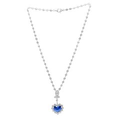 18kt Ceylon sapphire heart shape pendant with 8.18ct heart shape GRS certified and adorned with 8.35cts of white diamonds all set in white gold. M Heart, Ceylon Blue Sapphire, Ceylon Sapphire, American Modern, Heart Shape Pendant, White Diamonds, Heart Shape, Diamond White, Blue Sapphire