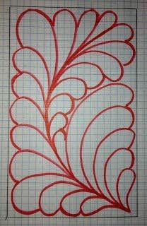 a drawing with red ink on a sheet of graph paper that looks like an abstract design