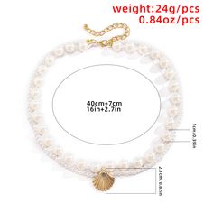 Features: Style: Fashion Occasion: Daily/Party Material: Alloy/Artificial Pearl Design: Shell Shape Pattern Type: Pearl Clavicle Chain Season: Four Seasons Pearl Necklaces, Pearl Design, Bead Chain, Chain Choker Necklace, Necklaces For Women, Shell Pendant, Pearl Chain, Chain Choker, Beaded Chain