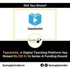 an advertisement with the words teachmint, a digital teaching platform has raised rs13 in