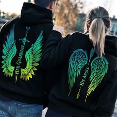 His And Hers Hoodies, Angel Couple, Matching Hoodies For Couples, Couples Ideas, Hoodie Personalized, Sweet Gift Ideas, Matching Hoodies, Valentines Couple, Valentines Gifts For Him