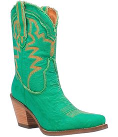 From Dingo&#x2C; the Y'all Need Dolly Denim Western Mid Boots feature: Denim upper Pull-on closureFabric lining Rubber outsole Hinged cushion insole approx. 9" shaft height approx. 9" shaft circumference approx. 3" heel height Imported. Green Casual Boots With Snip Toe, Casual Green Boots With Snip Toe, Casual Spring Boots With Snip Toe, Casual Snip Toe Boots For Spring, Green Fitted Casual Boots, Green Snip Toe Boots For Spring, Mom Fits, Dingo Boots, Mid Boots