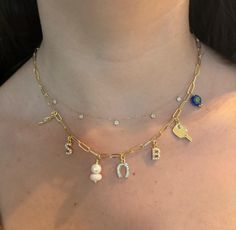 This Made to Order Charm Necklace can be customized with initials and personal charms. It is the perfect gift for a birthday, bridesmaids, graduation, Bat Mitzvah, holidays Bat Mitzvah, Star Necklace, Unique Necklaces, Initial Necklace, Halloween Shopping, Favorite Jewelry, Charm Necklace, Necklace Etsy, Necklace Lengths