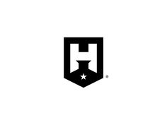 a black and white logo with the letter h on it