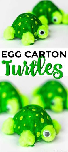 an egg carton turtle made out of plastic