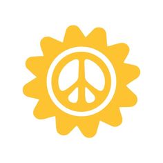 a yellow sun with a peace sign on it