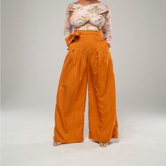 Burnt Orange Pants With Zipper And Attached Belt Tie Long Length.. Wide Leg Not Much Stretch In Waist Store Closeout!!! Orange Bottoms For Fall Day Out, Orange Bottoms For Day Out In Fall, Chic Orange Cotton Pants, Chic Orange Wide Leg Bottoms, Orange Pants With Pockets For Day Out, Orange Wide Leg Bottoms For Day Out, Chic Orange Wide Leg Pants With Pockets, Orange Bottoms For Day Out, Orange Long Pants For Day Out