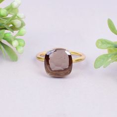 Silver Smoky Quartz Hydro ring, 925 Sterling Silver, Gemstone Ring, Wedding Silver Ring, Statement Ring, Engagement Ring, Ring For Women Ring Details:- Weight:- 5 Gram Approx Stone Used:- Smoky Quartz Hydro Stone Size:- 12x12x8 mm Metal Used:- 925 Sterling Silver Processing Time:- This is a handmade item and we need 3-5 days to ship your order. Delivery Time:- Once the Item is shipped parcel will delivered to you in 2-4 weeks. Classic Stackable Topaz Ring As Gift, Classic Stackable Topaz Ring Gift, Minimalist Faceted Wedding Rings, Adjustable Faceted Rings For Wedding, Faceted Wedding Ring With Round Band, Open Ring With Faceted Design For Wedding, Round Faceted Sapphire Wedding Ring, Faceted Sterling Silver Topaz Wedding Ring, Faceted Topaz Ring In Sterling Silver For Wedding